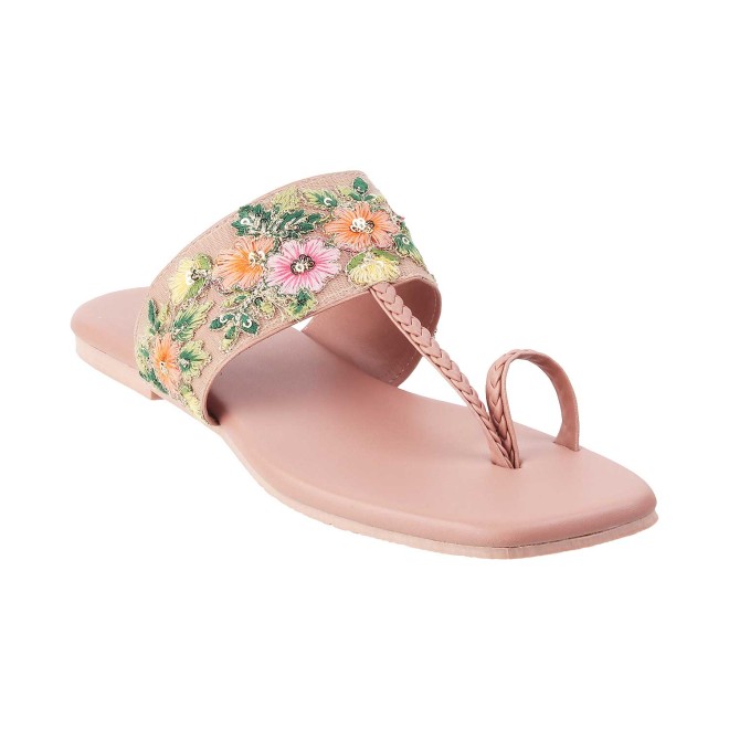 Mochi Women Pink Ethnic Slip Ons (SKU: 32-73-24-36)