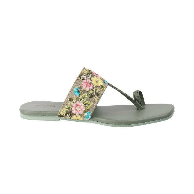 Mochi Women Green Ethnic Slip Ons (SKU: 32-73-21-36)