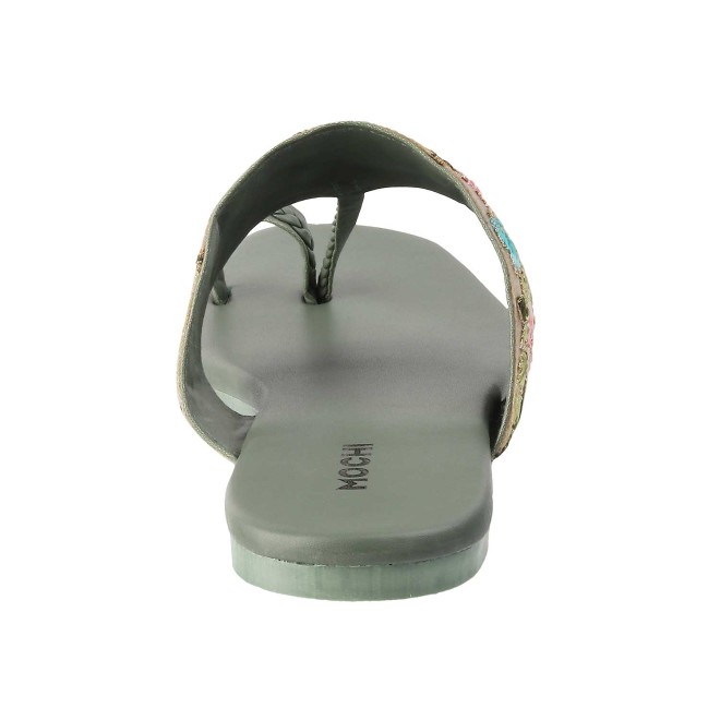 Mochi Women Green Ethnic Slip Ons (SKU: 32-73-21-36)