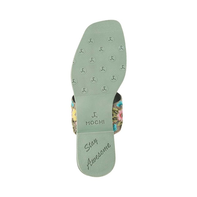 Mochi Women Green Ethnic Slip Ons (SKU: 32-73-21-36)