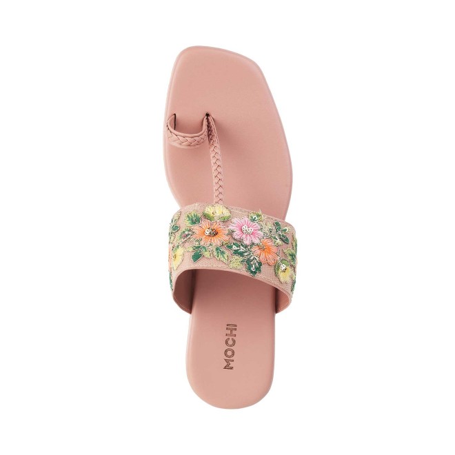 Mochi Women Pink Ethnic Slip Ons (SKU: 32-73-24-36)
