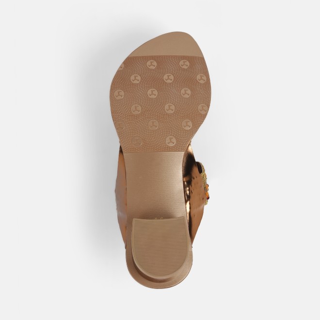 Mochi Women Antique-Gold Ethnic Slip Ons (SKU: 32-781-28-36)