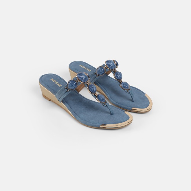 Mochi Women Blue Casual Slippers (SKU: 32-789-45-36)