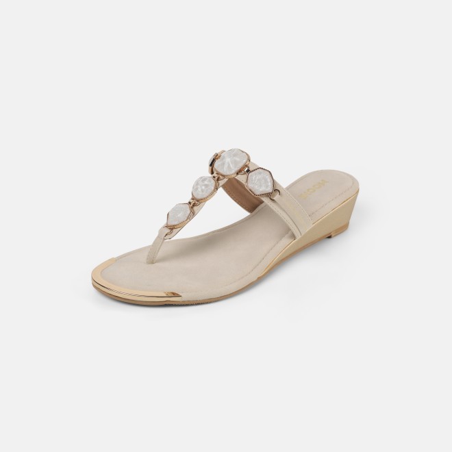 Mochi Women Beige Casual Slippers (SKU: 32-789-20-36)