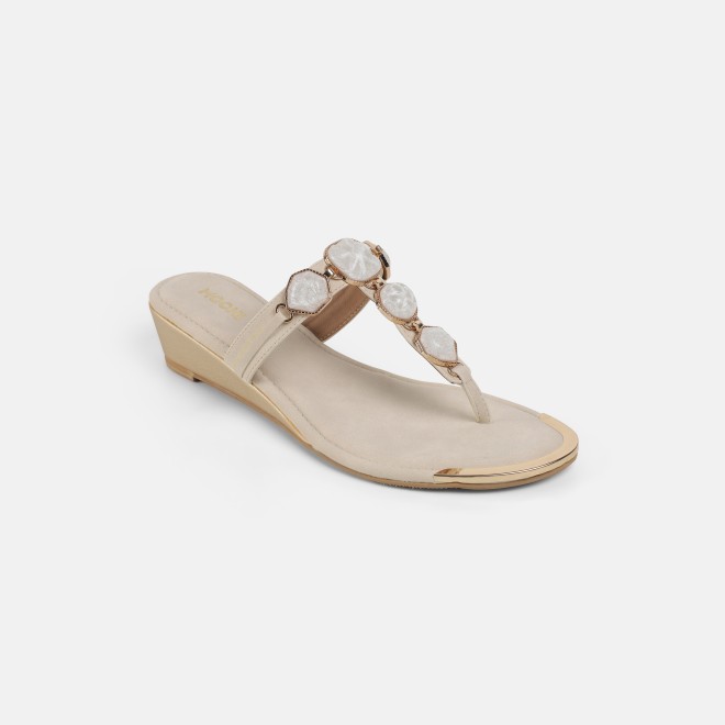 Mochi Women Beige Casual Slippers (SKU: 32-789-20-36)