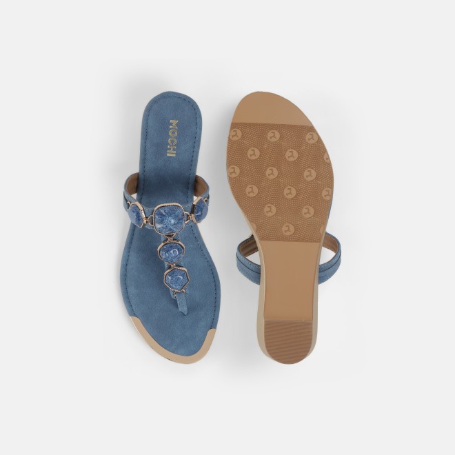 Mochi Women Blue Casual Slippers (SKU: 32-789-45-36)