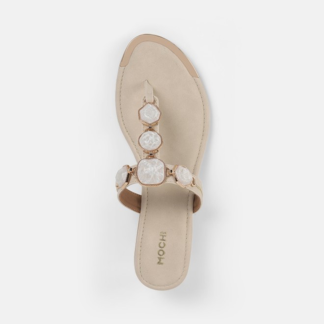 Mochi Women Beige Casual Slippers (SKU: 32-789-20-36)