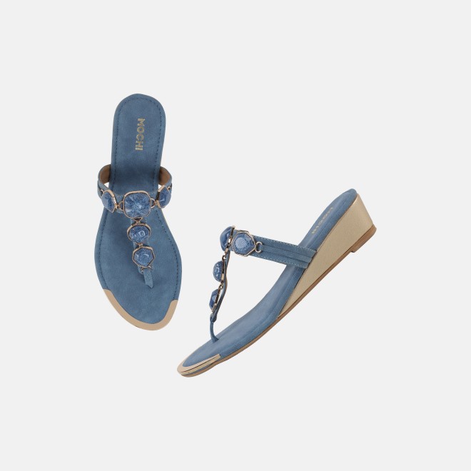 Mochi Women Blue Casual Slippers (SKU: 32-789-45-36)