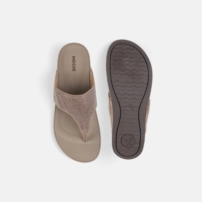 Mochi Women Beige Casual Slippers (SKU: 32-800116-20-37)