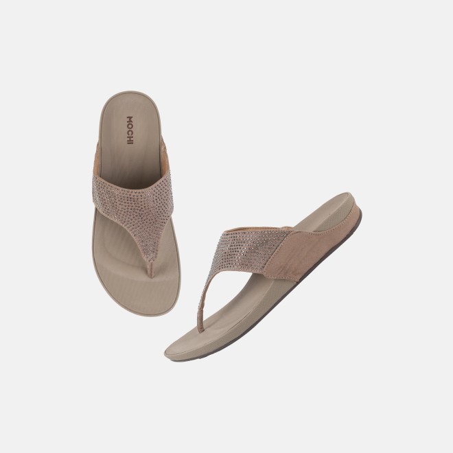 Mochi Women Beige Casual Slippers (SKU: 32-800116-20-37)