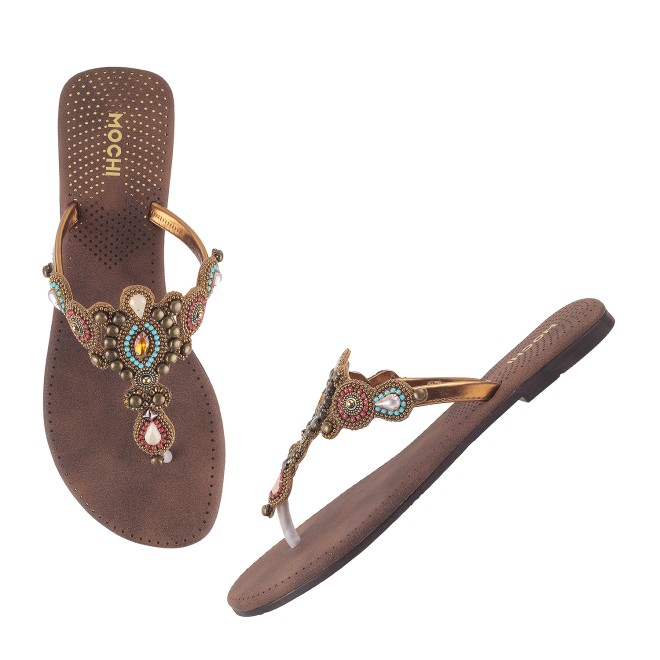 Mochi Women Antic-gold Casual Slippers (SKU: 32-800571-28-37)