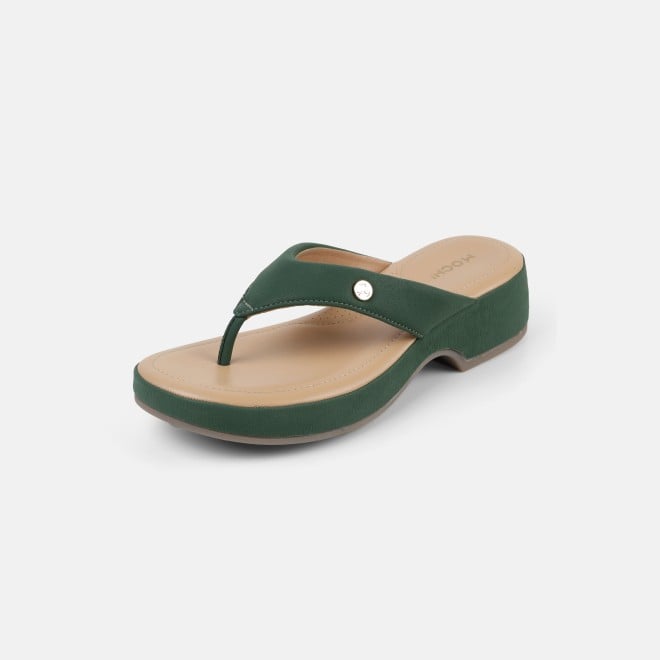 Mochi Women Olive Casual Slip Ons (SKU: 32-800608-49-37)