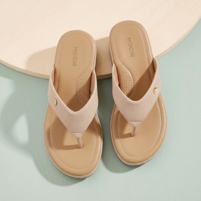 Mochi Women Beige Casual Slip Ons (SKU: 32-800608-20-37)