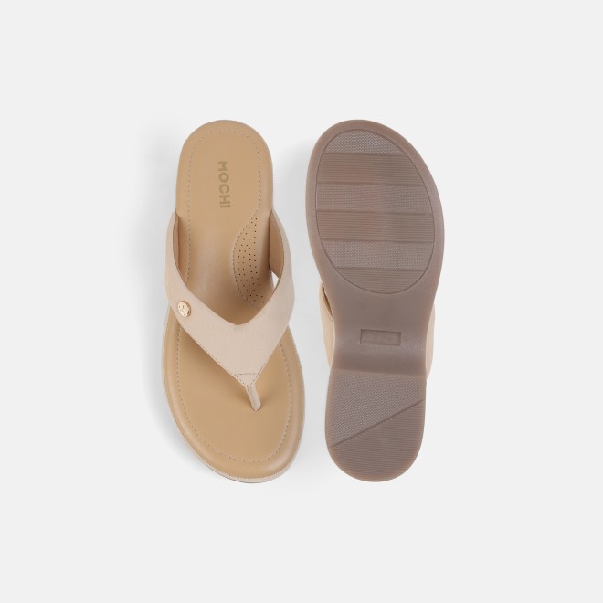 Mochi Women Beige Casual Slip Ons (SKU: 32-800608-20-37)