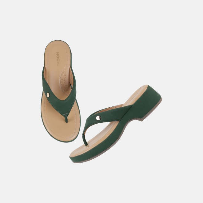 Mochi Women Olive Casual Slip Ons (SKU: 32-800608-49-37)