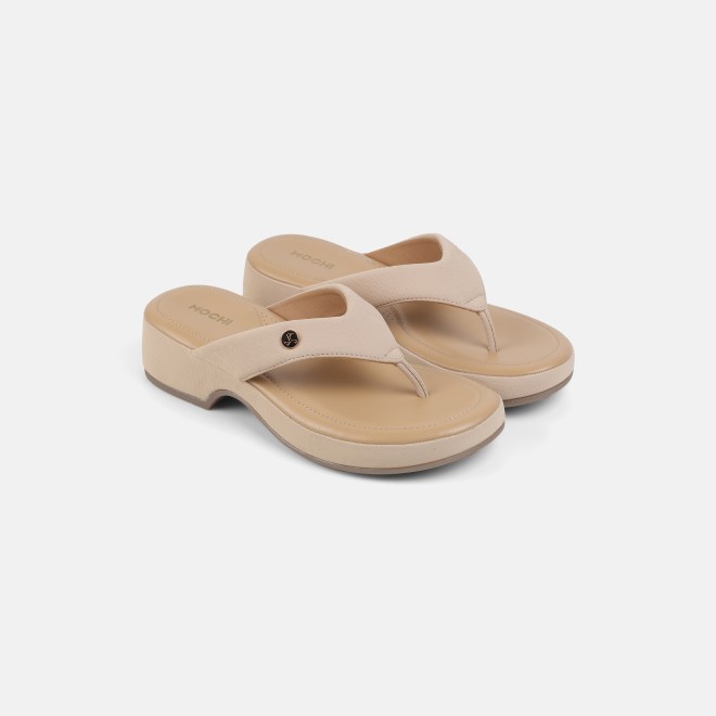 Mochi Women Beige Casual Slip Ons (SKU: 32-800608-20-37)
