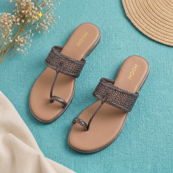 Mochi Women Gun-metal Casual Sandals