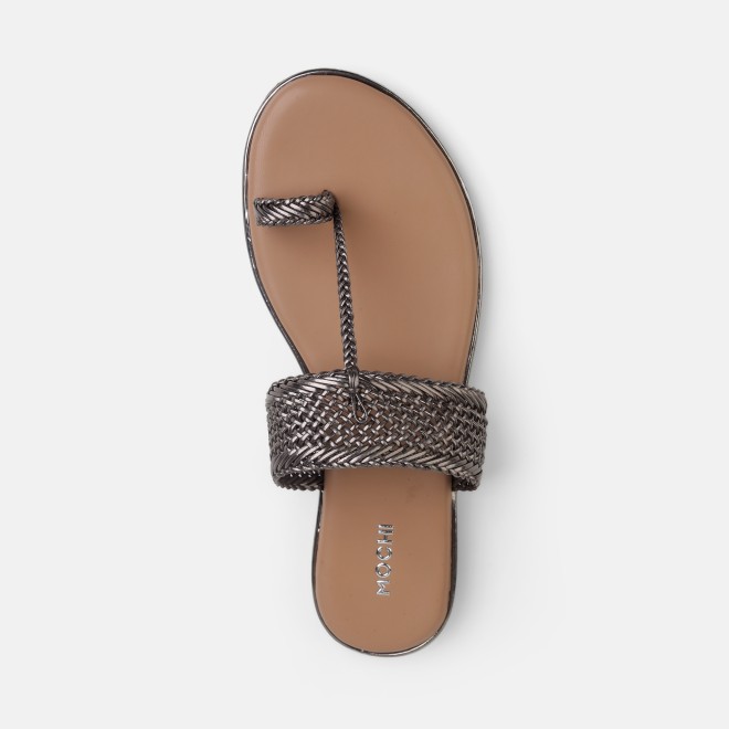Mochi Women Gun-metal Casual Sandals (SKU: 32-800889-29-37)