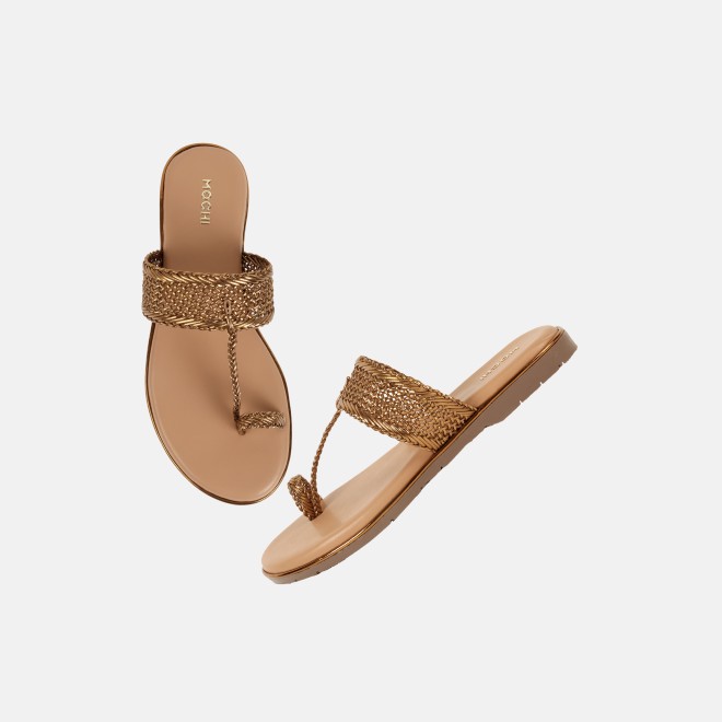 Mochi Women Antic-gold Casual Sandals (SKU: 32-800889-28-37)