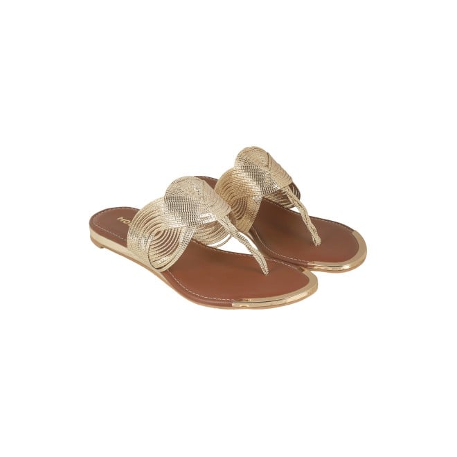 Mochi Women Gold Ethnic Slippers (SKU: 32-800976-15-38)