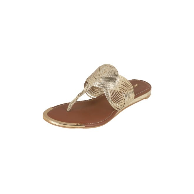 Mochi Women Gold Ethnic Slippers (SKU: 32-800976-15-38)