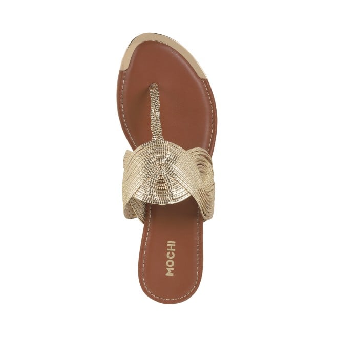 Mochi Women Gold Ethnic Slippers (SKU: 32-800976-15-38)