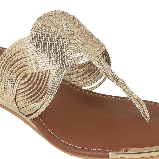 Mochi Women Gold Ethnic Slippers (SKU: 32-800976-15-38)