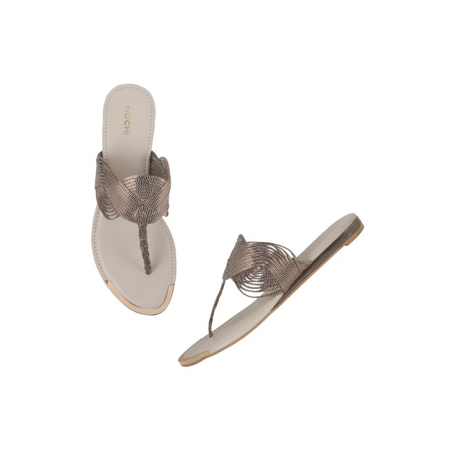 Mochi Women Gun-metal Ethnic Slippers (SKU: 32-800976-29-37)
