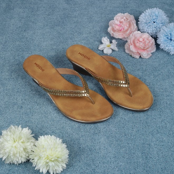 Women Antic-gold Casual Slippers