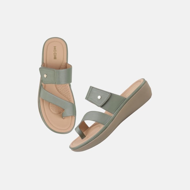 Mochi Women Green Casual Slip Ons (SKU: 32-801386-21-36)