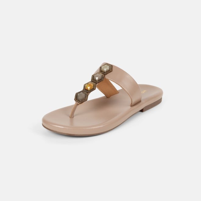Mochi Women Beige Ethnic Slippers (SKU: 32-801461-20-37)