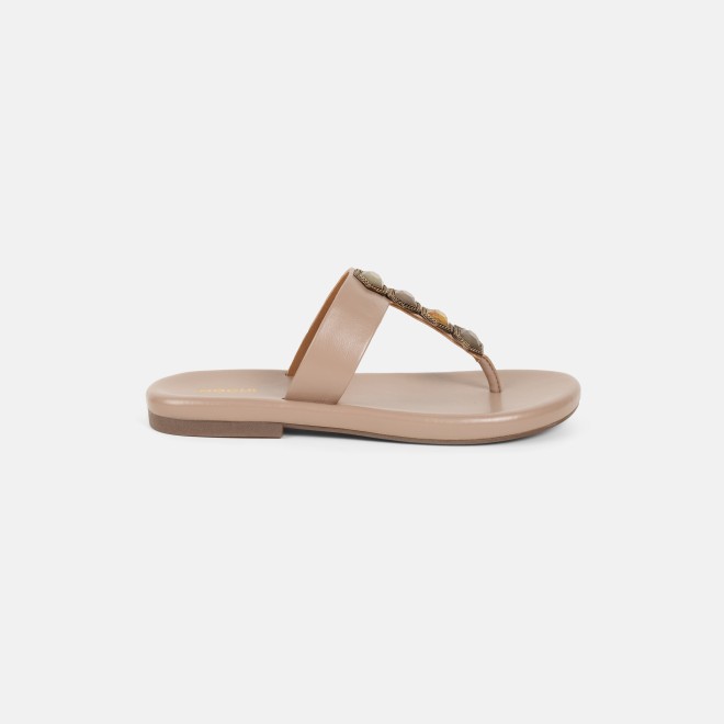 Mochi Women Beige Ethnic Slippers (SKU: 32-801461-20-37)