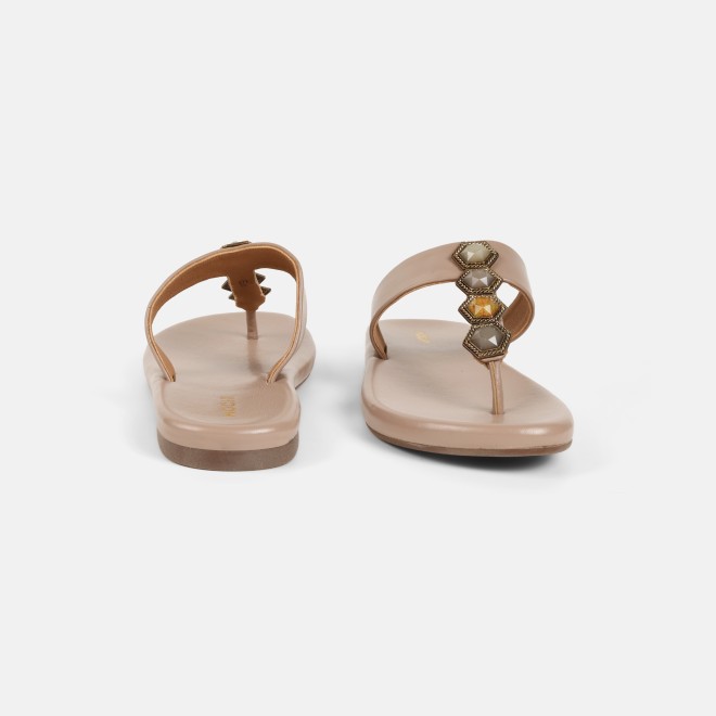 Mochi Women Beige Ethnic Slippers (SKU: 32-801461-20-37)