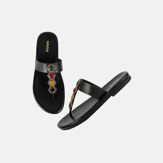 Mochi Women Black Ethnic Slippers (SKU: 32-801461-11-36)