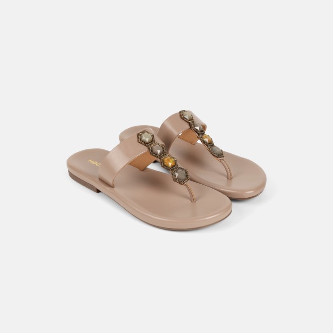 Mochi Women Beige Ethnic Slippers (SKU: 32-801461L-20-42)