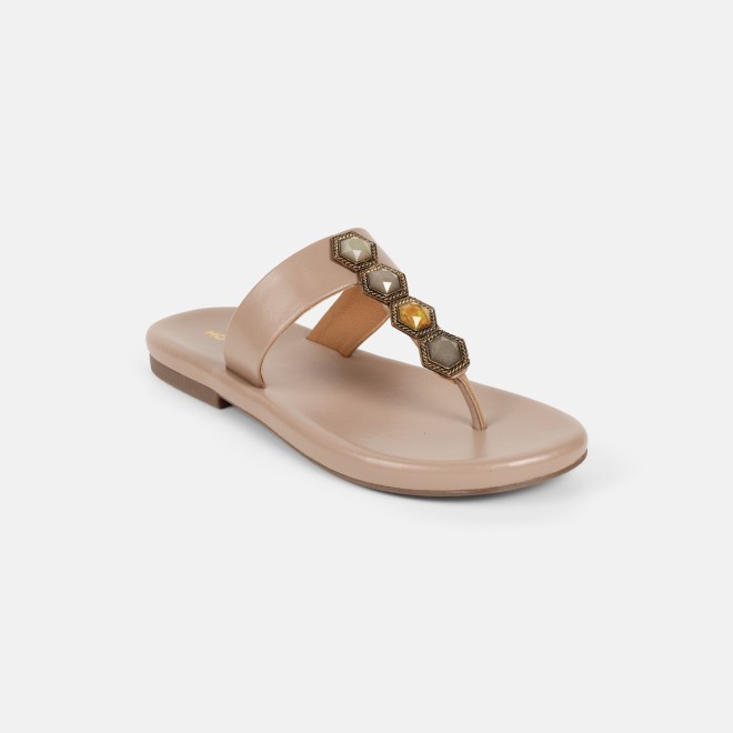 Mochi Women Beige Ethnic Slippers (SKU: 32-801461L-20-42)