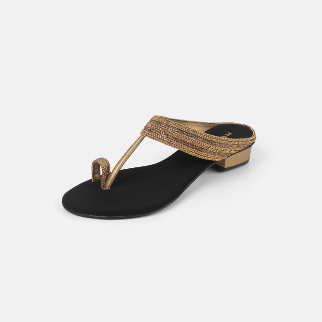 Mochi Women Antic-gold Ethnic Slip Ons (SKU: 32-809487-28-38)