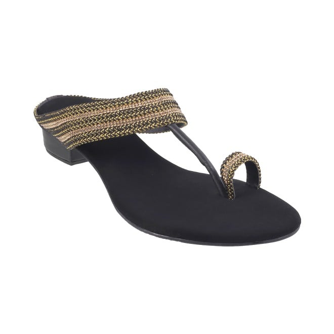 Women Black Ethnic Slip Ons