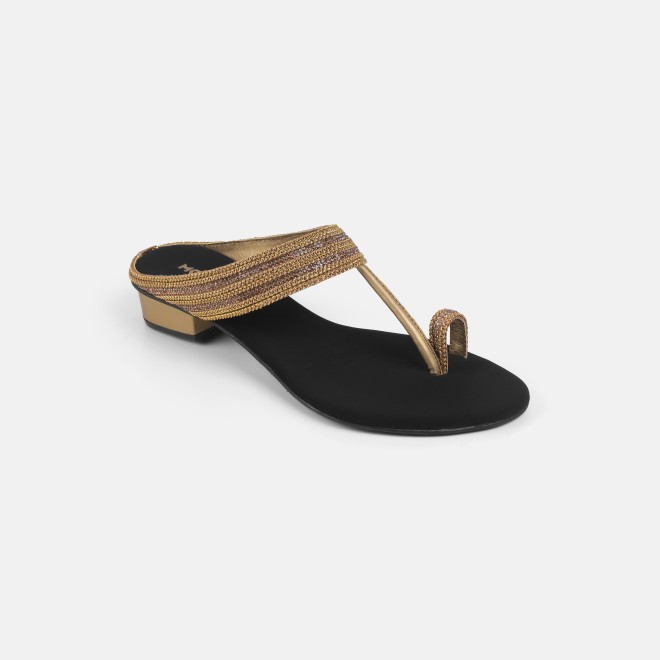 Mochi Women Antic-gold Ethnic Slip Ons (SKU: 32-809487-28-38)