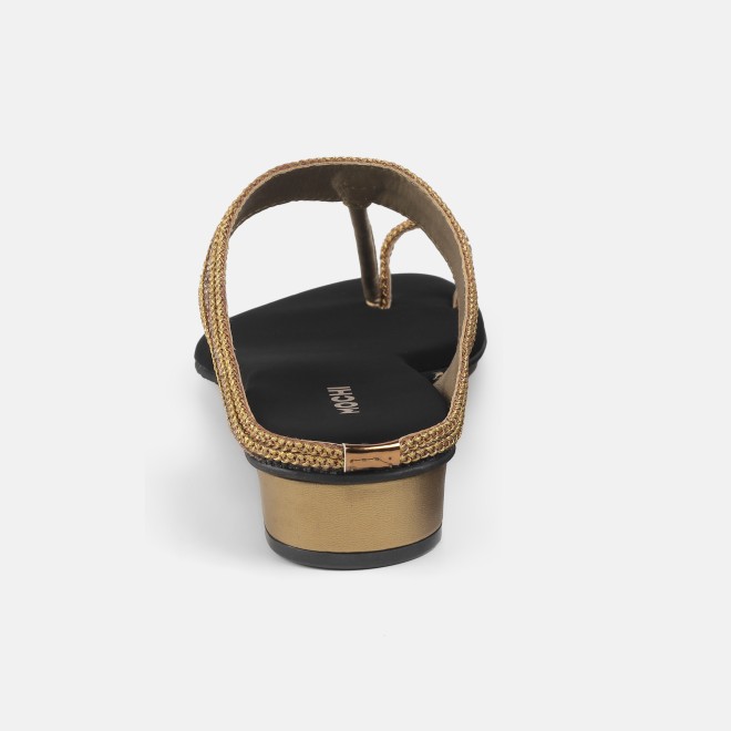 Mochi Women Antic-gold Ethnic Slip Ons (SKU: 32-809487-28-38)