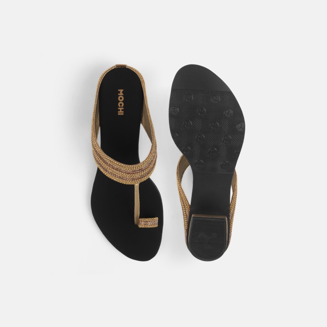 Mochi Women Antic-gold Ethnic Slip Ons (SKU: 32-809487-28-38)