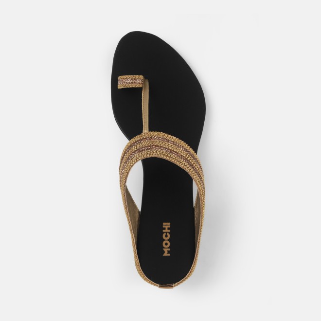 Mochi Women Antic-gold Ethnic Slip Ons (SKU: 32-809487-28-38)