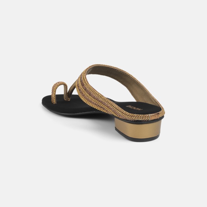 Mochi Women Antic-gold Ethnic Slip Ons (SKU: 32-809487-28-38)