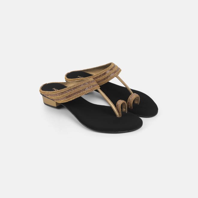 Mochi Women Antic-gold Ethnic Slip Ons (SKU: 32-809487-28-38)