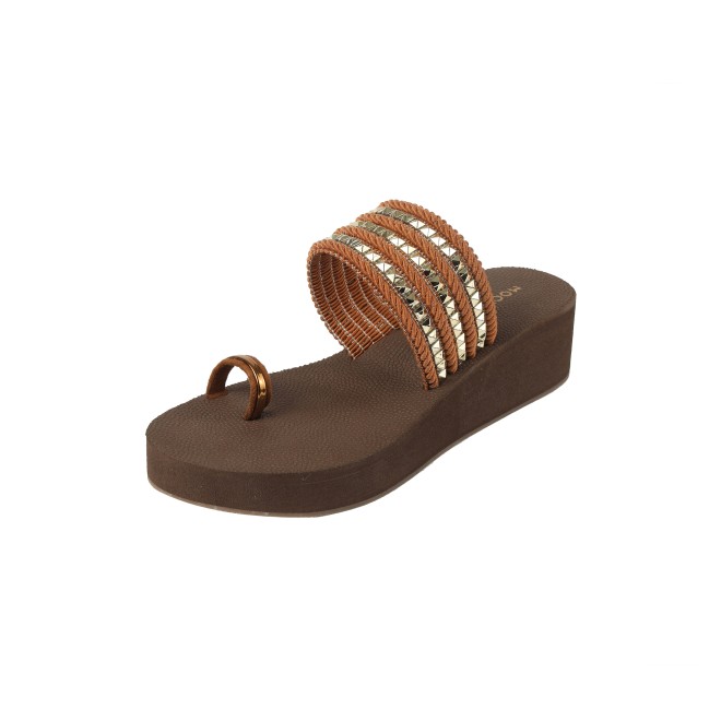 Mochi Women Tan Ethnic Slip Ons (SKU: 32-816-23-36)