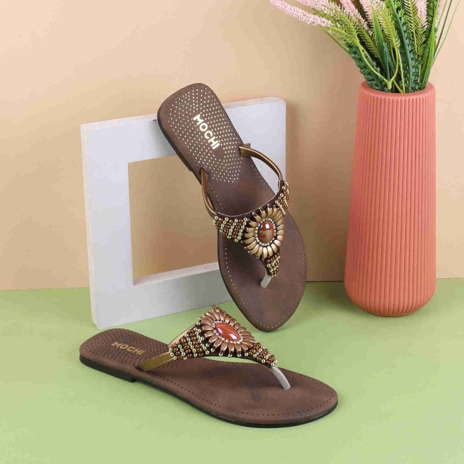 Mochi Women Brown Casual Slippers (SKU: 32-827-12-36)