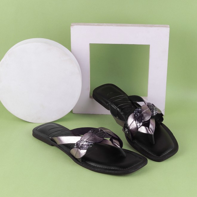Mochi Women Gun-metal Casual Slip-Ons
