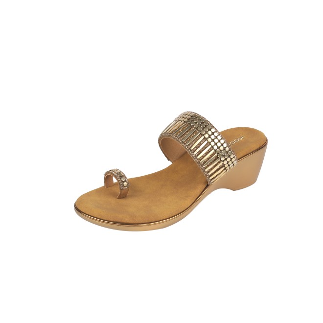 Mochi Women Antic-gold Ethnic Slip Ons (SKU: 32-845-28-36)