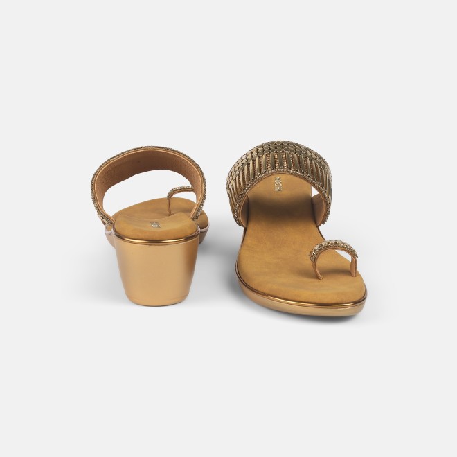 Mochi Women Antic-gold Ethnic Slip Ons (SKU: 32-845-28-36)