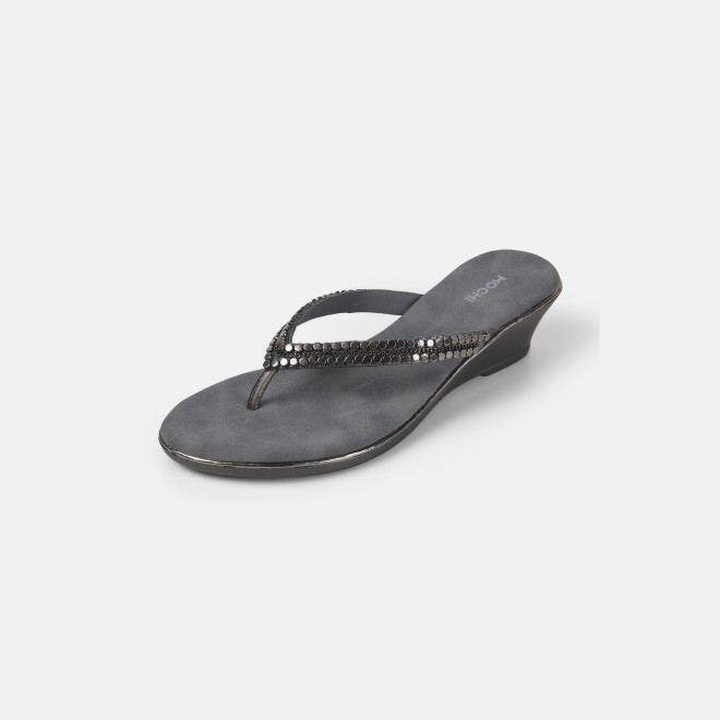 Mochi Women Gun-metal Casual Slippers (SKU: 32-901167-29-36)